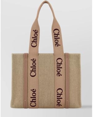 Chloé Linen Woody Shopping Bag - Natural