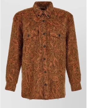 Dries Van Noten Shaggy Jacquard Shirt Jacket - Brown