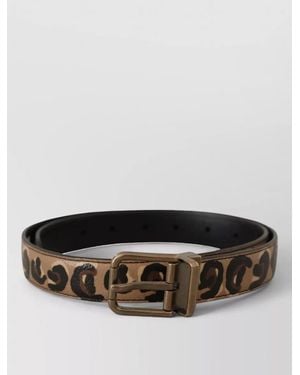 Dolce & Gabbana Leather Leopard Print Reversible Buckle Belt - Grey