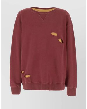 Maison Margiela Cotton Oversized Ribbed Crew-Neck Sweatshirt - Red