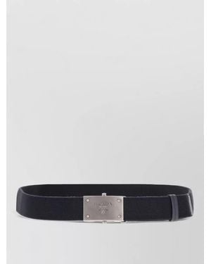 Prada Logo Buckle Leather Belt Loop Design - White