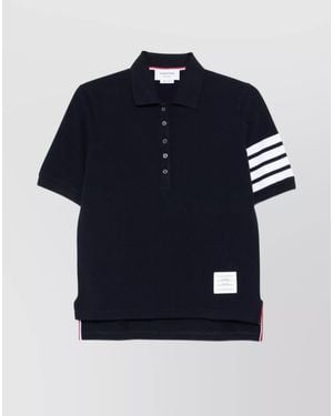 Thom Browne 4Bar Cotton Polo Shirt - Blue