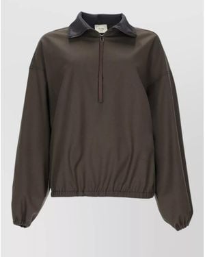 Alysi Relaxed Jacket Contrast Collar Elasticated Hem - Black
