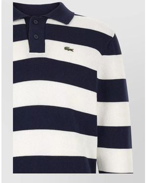Lacoste Striped Cotton Polo Shirt - Blue