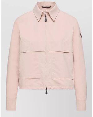 Moncler Collared Jacket Buttoned Cuffs Front Pockets - Pink