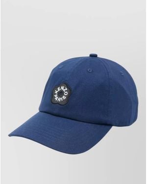 KENZO Hat Curved Brim Eyelet Vents Silk Nylon - Blue