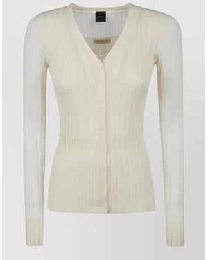 Pinko Slim Fit Wool Silk Cashmere Cardigan - White