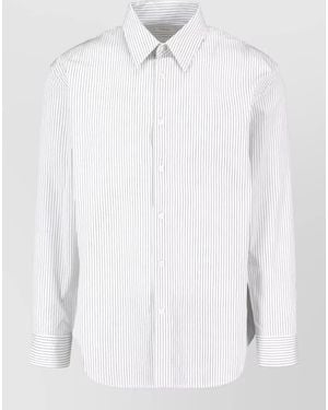 Saint Laurent Striped Shirt Tailored Collar Regular Fit - White