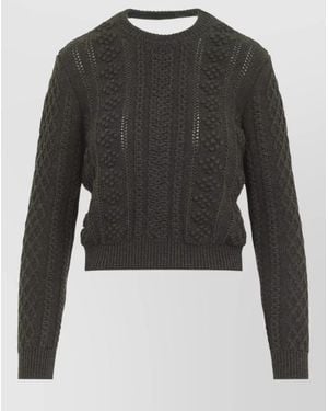 Jil Sander Cable Knit Cropped Wool Blend Jumper - Black