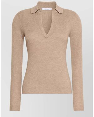 Max Mara Cashmere Fine-Knit Polo Sweater - Natural