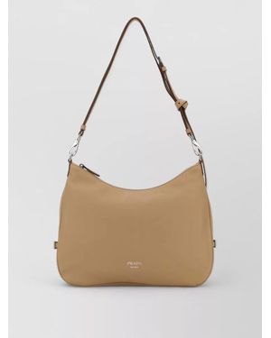 Prada Large Leather Fold Shopping Shoulder Bag - White