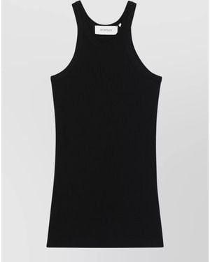 Sportmax Ribbed Racerback Sleeveless Dress Midi Length - Black