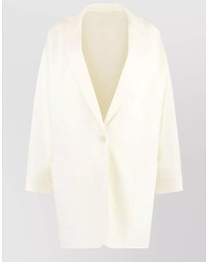 Max Mara Orlaya Virgin Wool Oversized Tailored Jacket - White