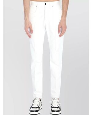 Fendi Denim Pants Selleria Stitching Straight Legs - White
