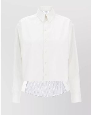MM6 by Maison Margiela Collared Asymmetric Shirt Contrast Panel - White