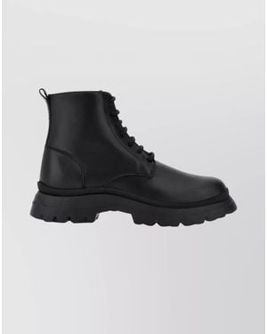 Hogan Leather Lace-Up Boots With Zip - Black