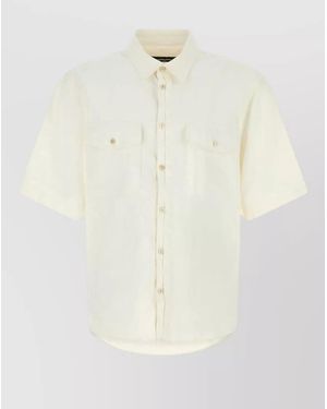 DSquared² Linen Shirt Short Sleeves Button Down Collar - White