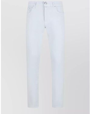 Jacob Cohen Straight Leg Trousers Belt Loops Five Pockets - White