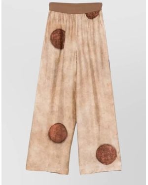 Uma Wang Polka Dot Relaxed Fit Wide Leg Trousers - Natural