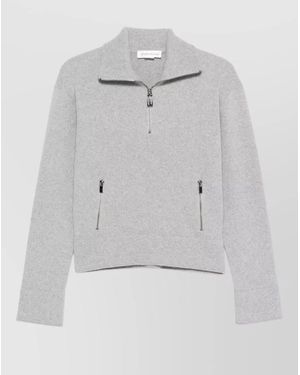 Victoria Beckham Half Zip Cashmere Wool Jumper - Grey