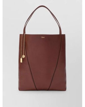 Chloé Tote Bag Chain Detail Double Handles - Red