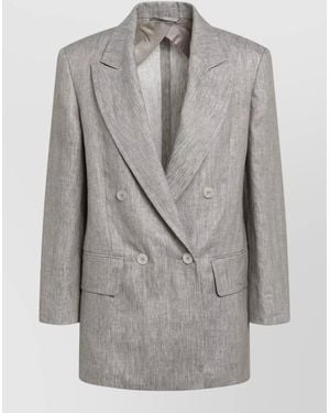 Max Mara Tailored Jacket Notch Lapel Buttoned Cuffs - Grey