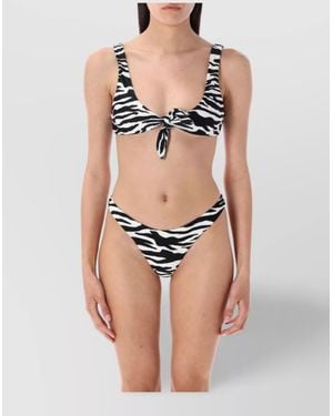 The Attico Zebra Knot Detail High-Cut Bikini - Black