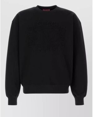 Gucci Cotton Sweatshirt Crew Neck Long Sleeves - Black