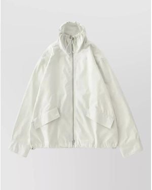 Studio Nicholson Drawstring Collar Zip Jacket Long Sleeves - White