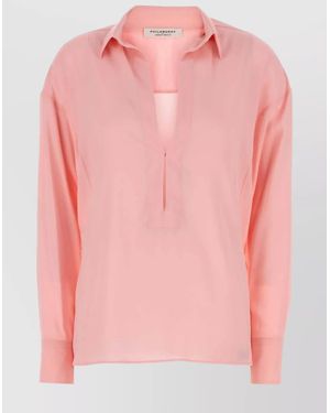 Philosophy Stretch Viscose Blouse With Collar And Long Sleeves - Pink