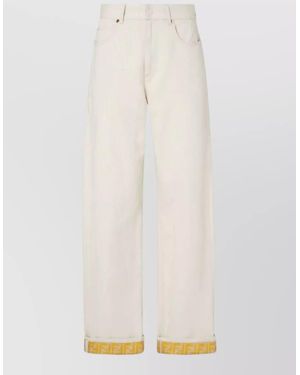 Fendi Ff Reverse Denim Jeans Belt Loops - White