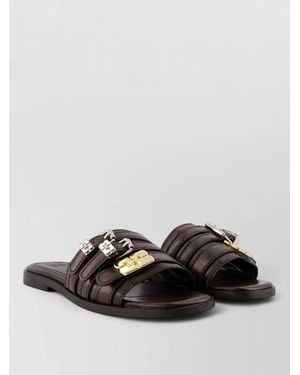 Ganni Triple Strap Flat Mules Synthetic - Black