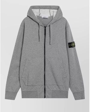 Stone Island Hooded Jacket Front Pockets Urban Style - Gray