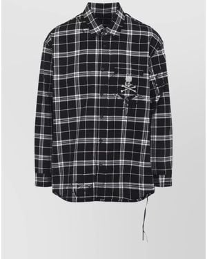 MASTERMIND WORLD Cotton Reversible Plaid Long-Sleeve Shirt - Grey