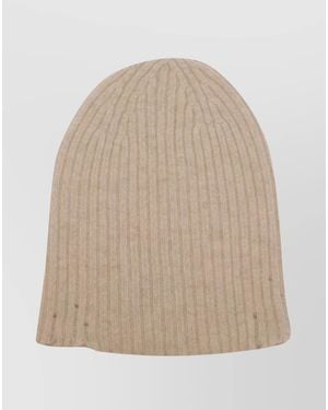 Uma Wang Cashmere Ribbed Fringed Beanie - Natural