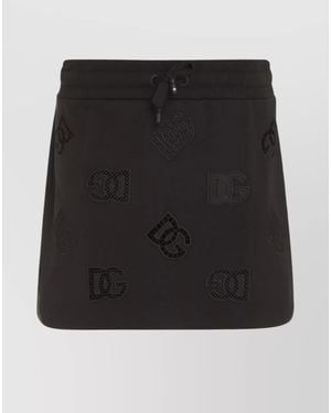 Dolce & Gabbana Embroidered Logo Cotton Mini Skirt - Black