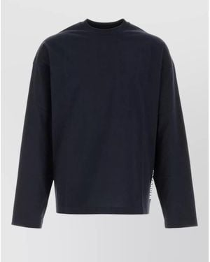 Jil Sander Cotton Long Sleeve Crew Neck T-Shirt - Blue