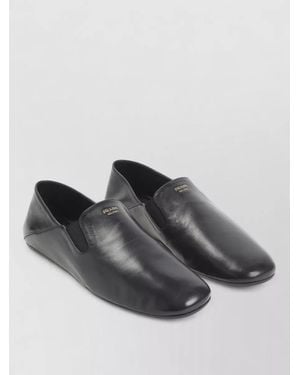 Prada Round Toe Leather Slip On Loafer - Black