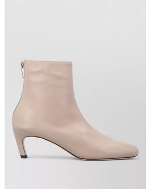 TOTEME Leather Ankle Boots - Natural