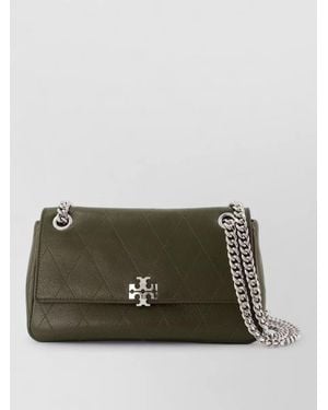 Tory Burch Charlie Small Leather Clutch Bag - Green