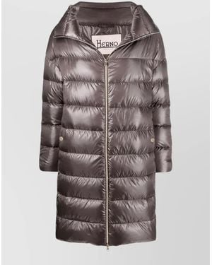 Herno Matilde Long Down Jacket High Collar - Gray