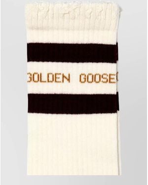 Golden Goose Mid Calf Nylon Silk Striped Socks - Black