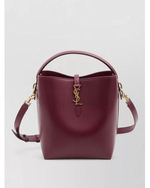Saint Laurent Le 37 Leather Structured Tote Bag - Purple