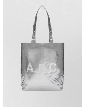 A.P.C. Metallic Finish Tote Bag Long Handles - Grey