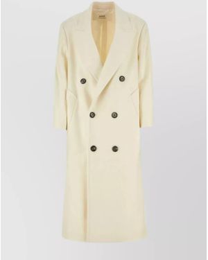 Ami Paris Oversize Wool Blend Double-Breasted Coat - Natural