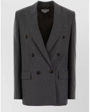 Stella McCartney Flannel Double Breasted Blazer Tailored Fit - Black