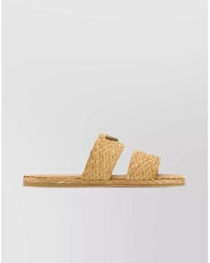 Prada Woven Double Strap Flat Sandals - Metallic