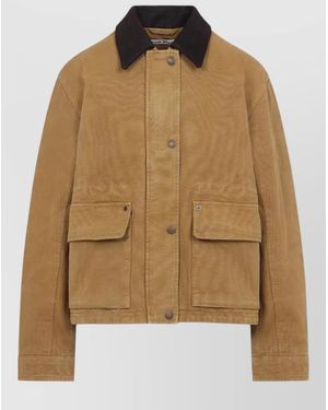 Acne Studios Long Sleeve Coat Contrast Collar Pockets - Brown