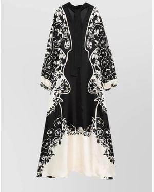 Raquel Diniz Floral Silk Kaftan Balloon Sleeves - White