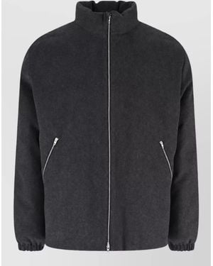 Jil Sander Wool Padded High Neck Long Sleeve Jacket - Black